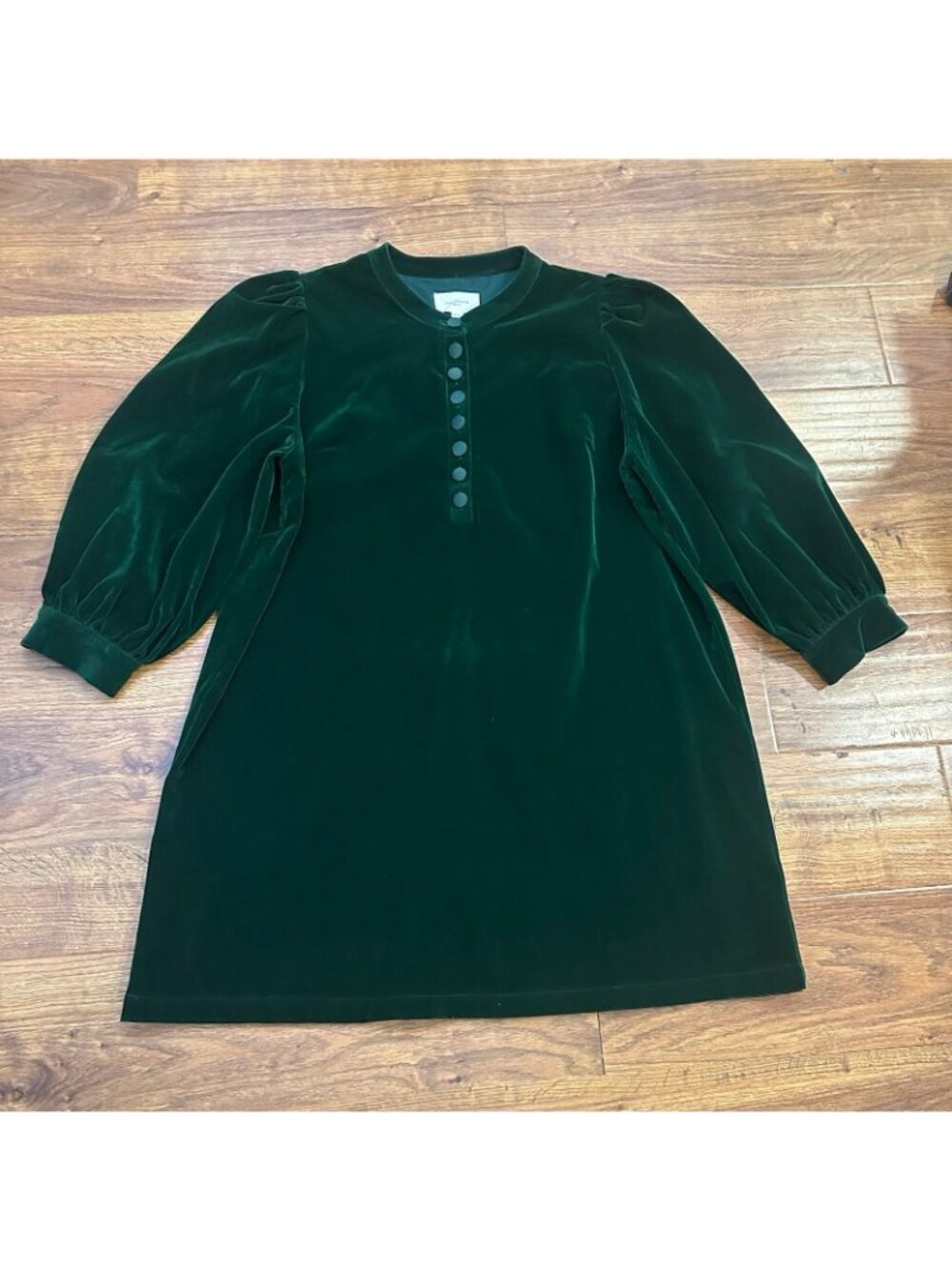 Tuckernuck Pomander Place Hunter Green Velvet Samantha Dress - Picture 6 of 11